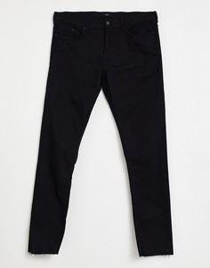 Черные зауженные джинсы с необработанным низом штанин River Island-Черный цвет
