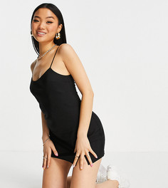 Черное платье-комбинация мини ASOS DESIGN Petite-Черный цвет