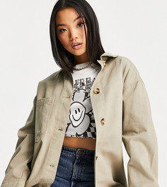 Хлопковая куртка-рубашка цвета светлый хаки ASOS DESIGN Petite-Светло-бежевый цвет