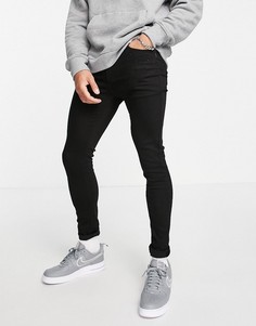 Черные джинсы из смесового органического хлопка с покрытием Topman-Черный цвет