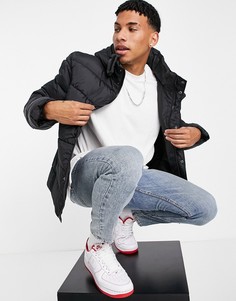 Черный пуховик из переработанного материала со съемным капюшоном ASOS DESIGN Recycled-Черный цвет