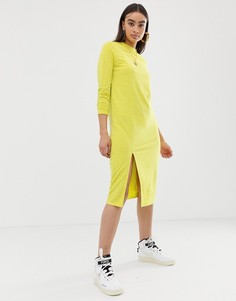 Меланжевое трикотажное платье миди ASOS DESIGN-Зеленый