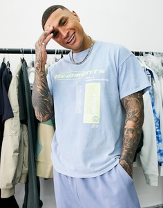 Голубая oversized-футболка с принтом "Regiment" Topman-Голубой