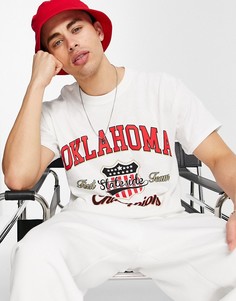 Белая oversized-футболка с принтом "Оklahoma" Topman-Белый