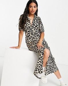 Чайное платье миди с леопардовым принтом ASOS DESIGN ultimate-Multi