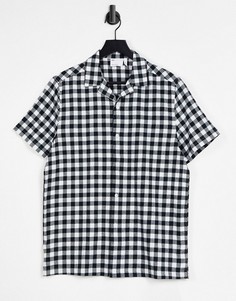 Свободная черно-белая рубашка с отложным воротником и принтом в мелкую клетку ASOS DESIGN-Черный цвет
