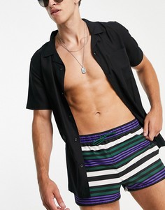 Шорты для плавания с горизонтальными полосками очень короткой длины ASOS DESIGN-Разноцветный