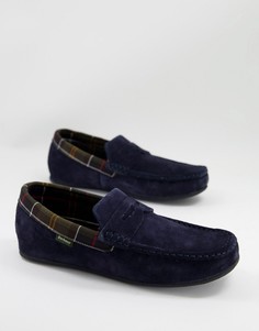Замшевые слиперы темно-синего цвета Barbour Porterfield-Темно-синий