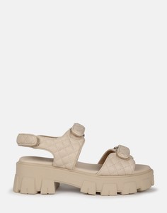 Бежевые стеганые сандалии в винтажном стиле Missguided-Белый