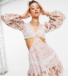 Пляжное платье мини с вырезами и цветочным принтом Reclaimed Vintage Inspired Couture-Multi