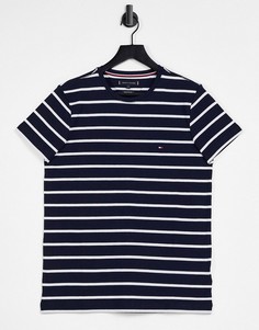 Темно-синяя футболка узкого кроя в полоску Tommy Hilfiger-Темно-синий