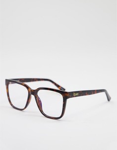 Женские очки с защитой от синего излучения в квадратной черепаховой оправе Quay Wired-Коричневый цвет