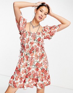 Платье мини с цветочным принтом Topshop Channel-Многоцветный