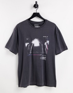 Черная выбеленная футболка с принтом "Surveillance" Topman-Черный цвет
