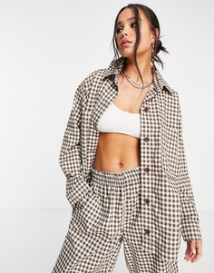 Рубашка навыпуск в коричневую клетку от комплекта Topshop-Коричневый цвет