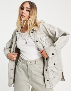 Легкая куртка со стеганой отделкой от комплекта Topshop-Светло-бежевый цвет