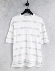 Белая футболка в полоску с карманом Topman-Белый