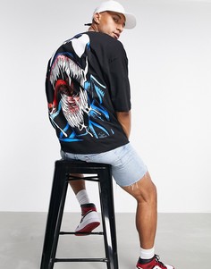 Oversized-футболка черного цвета с принтом "Marvel Venom" ASOS DESIGN-Черный цвет