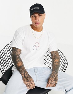 Белая oversized-футболка с принтом в виде трех кругов на груди Topman-Белый