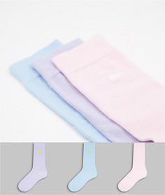 Набор из 3 пар носков пастельных цветов с вышивкой погоды ASOS DESIGN-Разноцветный