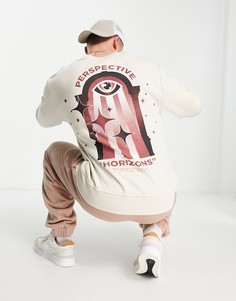 Свитшот светло-бежевого цвета с принтом "Horizon" Topman-Светло-бежевый цвет