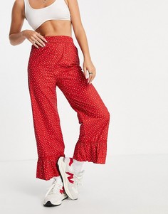 Красные брюки с принтом в горошек от комплекта Monki Tina-Красный