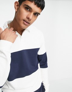 Футболка-поло в стиле регби в темно-синюю и белую полоску Topman-Разноцветный