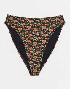 Трусы бикини с розовым цветочным и леопардовым принтом Miss Selfridge-Многоцветный