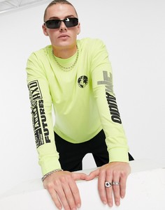 Oversized-лонгслив лаймового цвета с принтом на спине ASOS DESIGN-Зеленый цвет
