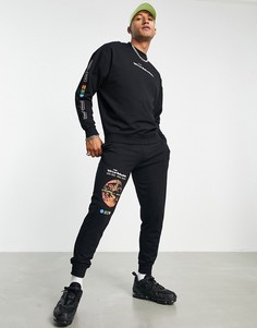 Легкий спортивный костюм с принтами ASOS DESIGN-Голубой
