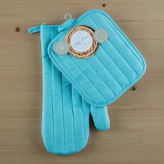 Комплект кухонный (Рукавица 18*33 + Прихватка 18*20) "Mia Cara" голубой Тейковский ХБК