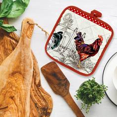 Прихватка рогожка 18х18 "Mia Cara" Птичий двор рис 30124-1 Тейковский ХБК