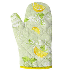 Прихватка-рукавица рогожка 18х28 "Романтика" Лимонный сад Тейковский ХБК