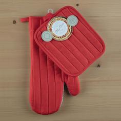 Комплект кухонный (Рукавица 18*33 + Прихватка 18*20) "Mia Cara" красный Тейковский ХБК