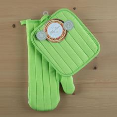 Комплект кухонный (Рукавица 18*33 + Прихватка 18*20) "Mia Cara" салатовый Тейковский ХБК