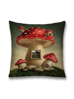 Наволочка декоративная JoyArty "Мухомор-дом" на молнии, 45x45 см