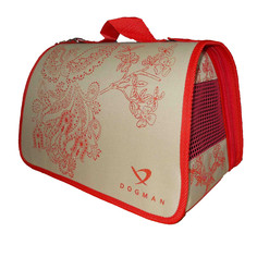 Сумка-переноска для кошек и собак DOGMAN Лира №4 бежевый, красный 29x48x29см