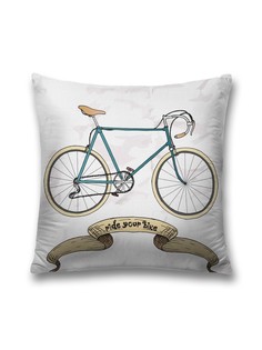 Наволочка декоративная JoyArty "Винтажный велосипед" на молнии, 45x45 см
