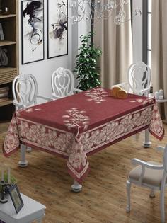 Скатерть DO&CO броде жаккард 160х220 FLORIT, бордовый