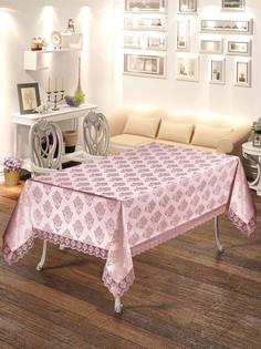 Скатерть DO&CO c гипюром 160x220 DAMAKS, пудра