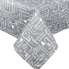 Скатерть "Правила кухни" рогожка, Серый Традиция