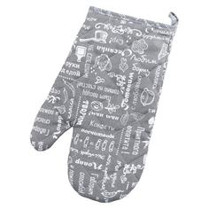 Рукавичка-прихватка "Правила кухни" рогожка, Серый 30х17 Традиция