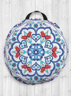 Декоративная подушка сидушка JoyArty "Цветочная тарелка" на пол круглая, 52 см