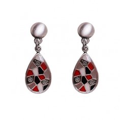 Серьги из бижутерного сплава/бронзы с эмалью Clara Bijoux A51803-13.T BW
