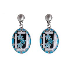 Серьги из бижутерного сплава/бронзы с эмалью Clara Bijoux A75776 BL