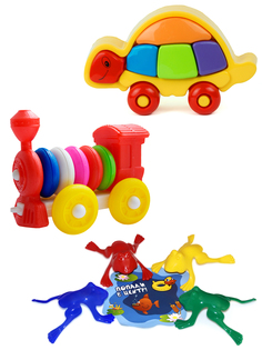 Набор развивающий Karolina Toys Черепашка, Каталка "Паровозик", Команда КВА