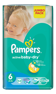Подгузники Pampers Active Baby-Dry 6 (15+ кг), 54 шт.