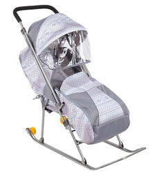 Санки-коляска Galaxy Снежинка Премиум, серые