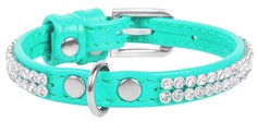 Ошейник для собак Collar Waudog Glamour с украшением Полотно стразы Мятный 18-21 см