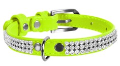 Ошейник для собак Collar Waudog Glamour с украшением Полотно стразы Салатовый 19-25 см